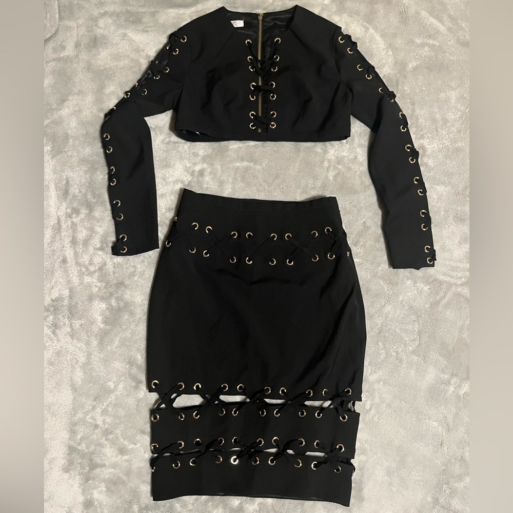 House of CB Black Skirt with Gold Accents